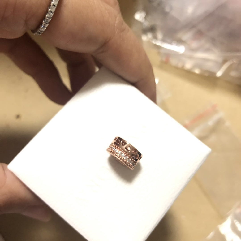 【Moments】Rose Hearts of PAN logo Spacer Charm 925 silver rose gold 767415CZ 797415CZ 787415CZ