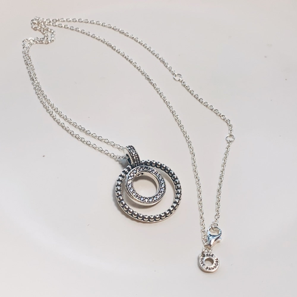 PAN Signature Pavé & Beads Pendant & Necklace 392308C01-50 925 silver for women diamond