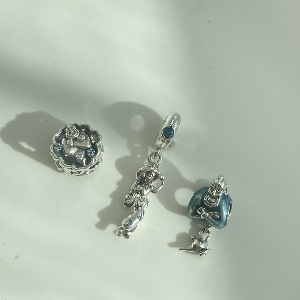 【Moments】PAN Aladdin Genie & Lamp Charm 925 silver 792348C01 Blue Lucky cartoon pendant