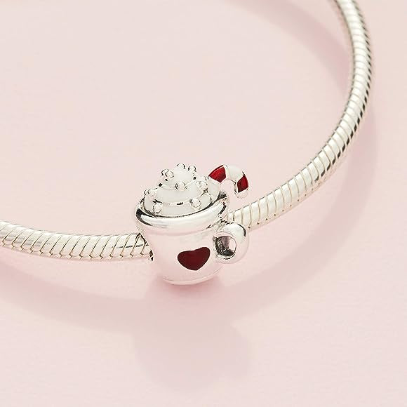 【Moments】PAN Christmas Pandora Warm Cocoa Charm 797523ENMX 925 Silver for women red Christmas