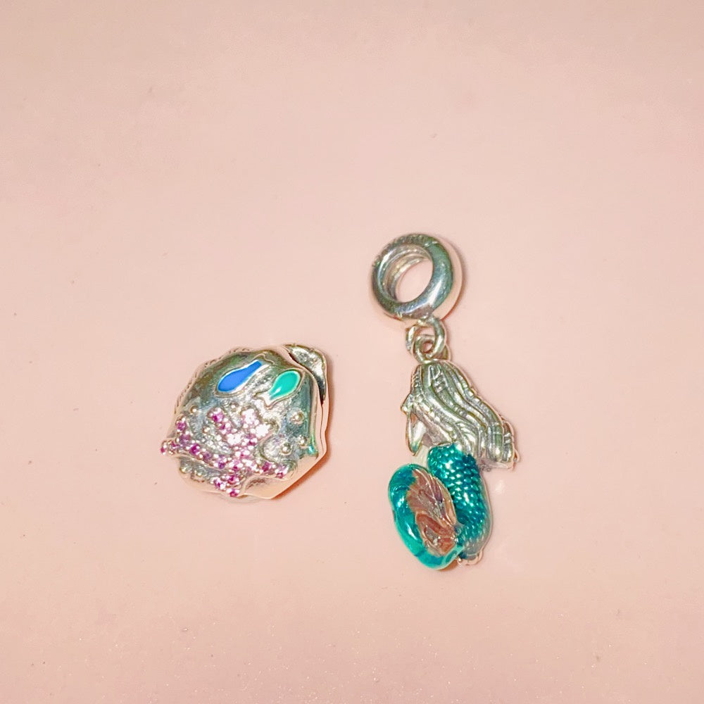 【Moments】PAN The Little Mermaid Seashell Charm 792687C01 925 Silver ocean Princess Ariel shell