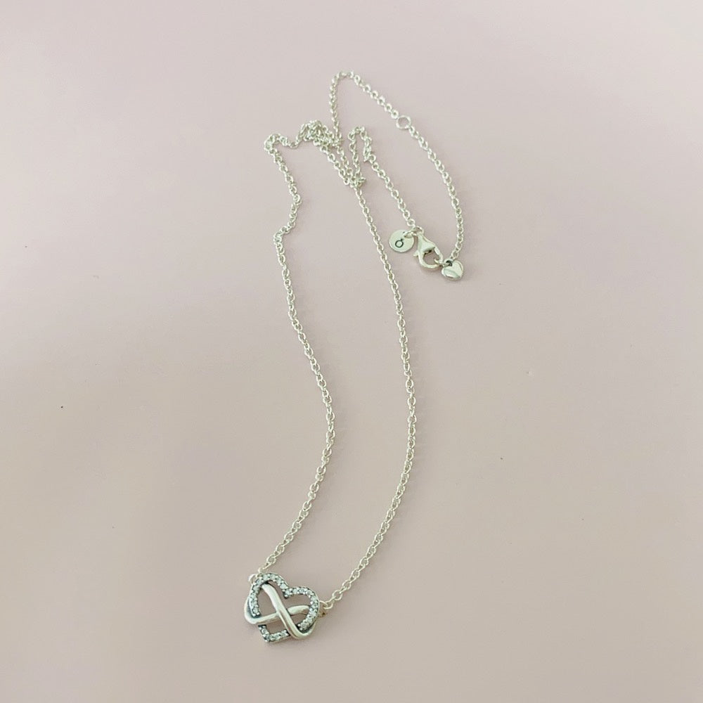PAN Sparkling Infinity Heart Collier Necklace 925 silver for women diamond 392666C01