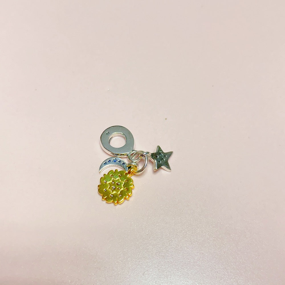 【Moments】PAN Two-tone Celestial Triple Dangle Charm 762676C01 925 Silver Gold luck pendant