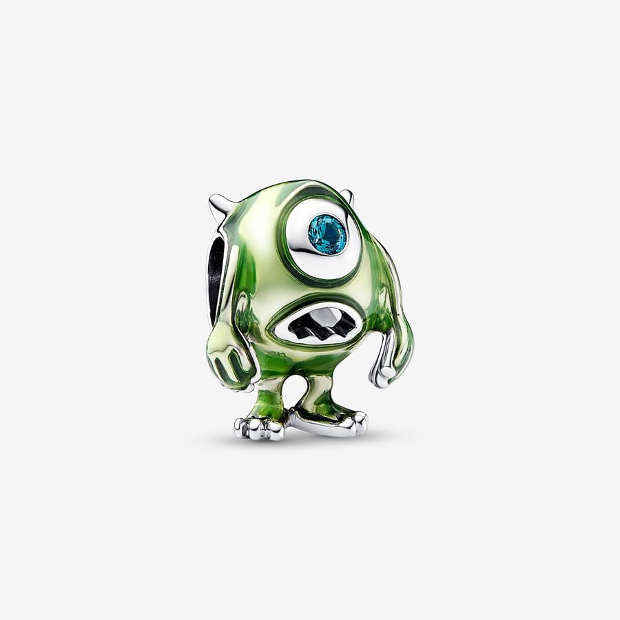 【Moments】Pan isney Pixar Mike Wazowski Charm 792754C01 925 silver film green Cute cartoon