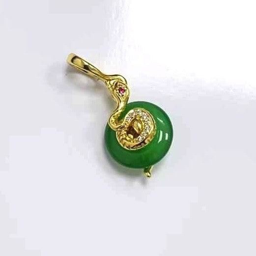 【Moments】PAN Snake Green Murano Glass Dangle Charm 763617C01 Gold green pendant New Year jade snake