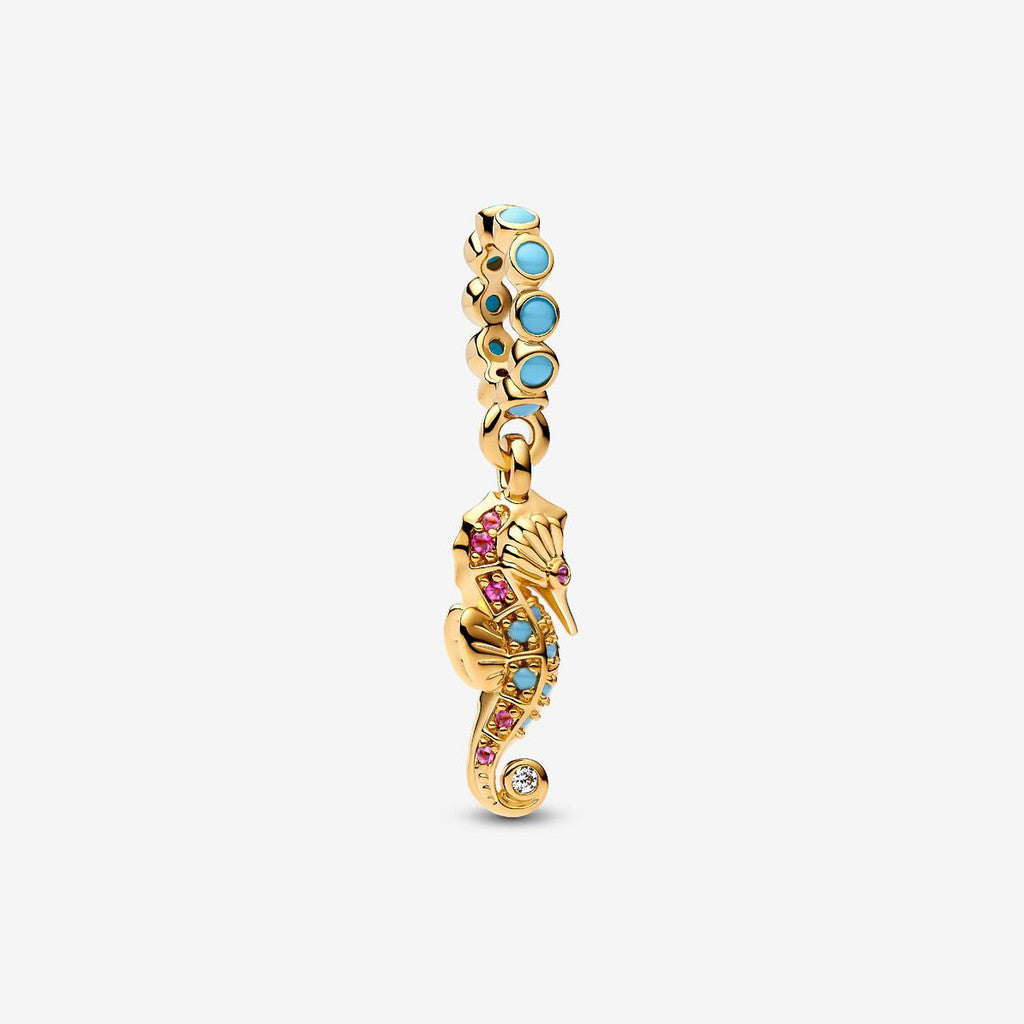 【ME|Moments】PAN Seahorse Dangle Charm Gold DIY Perfect luck for 763895C01 blue pink marine life