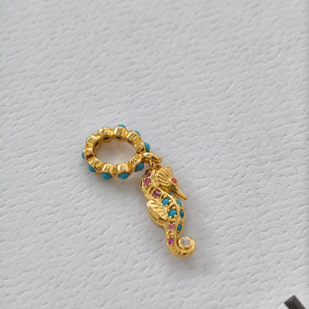 【ME|Moments】PAN Seahorse Dangle Charm Gold DIY Perfect luck for 763895C01 blue pink marine life