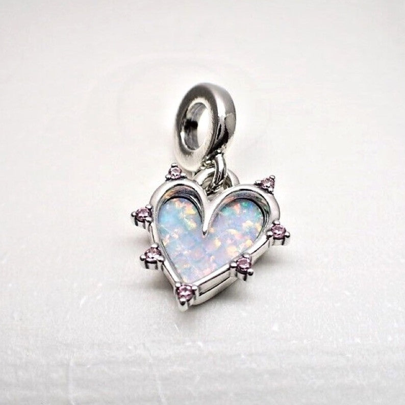【Moments】 Pan SFriendship Opalescent Double Dangle Charm 793434C01 Sterling silver 925 silver pink