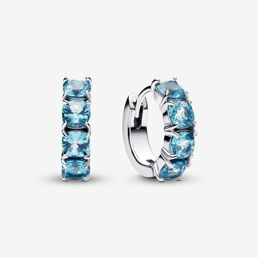Pan Pink\Light Blue Hoop Earrings 925 silver Sterling silver Elegant Square-Cut Crystal 293851C02
