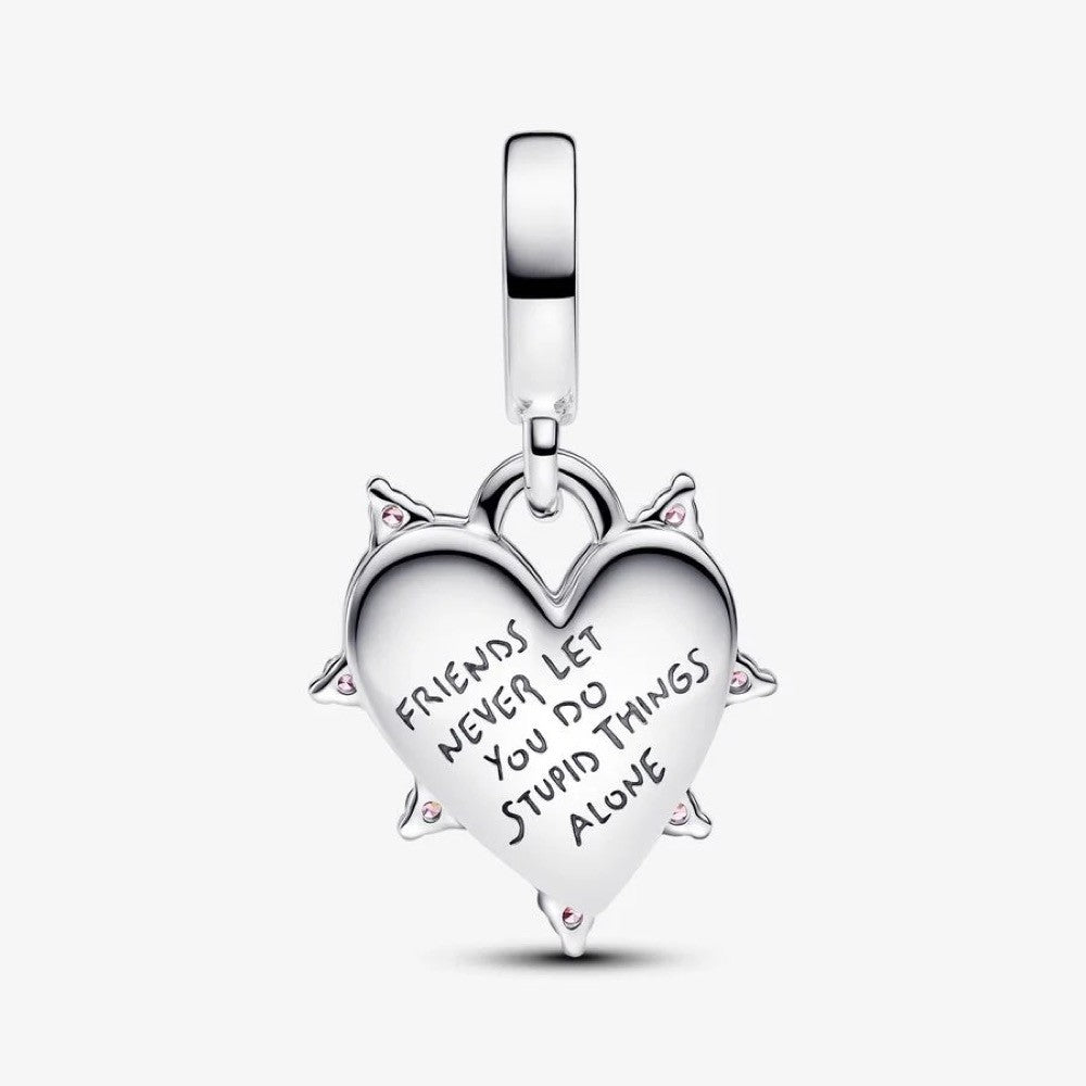 【Moments】 Pan SFriendship Opalescent Double Dangle Charm 793434C01 Sterling silver 925 silver pink