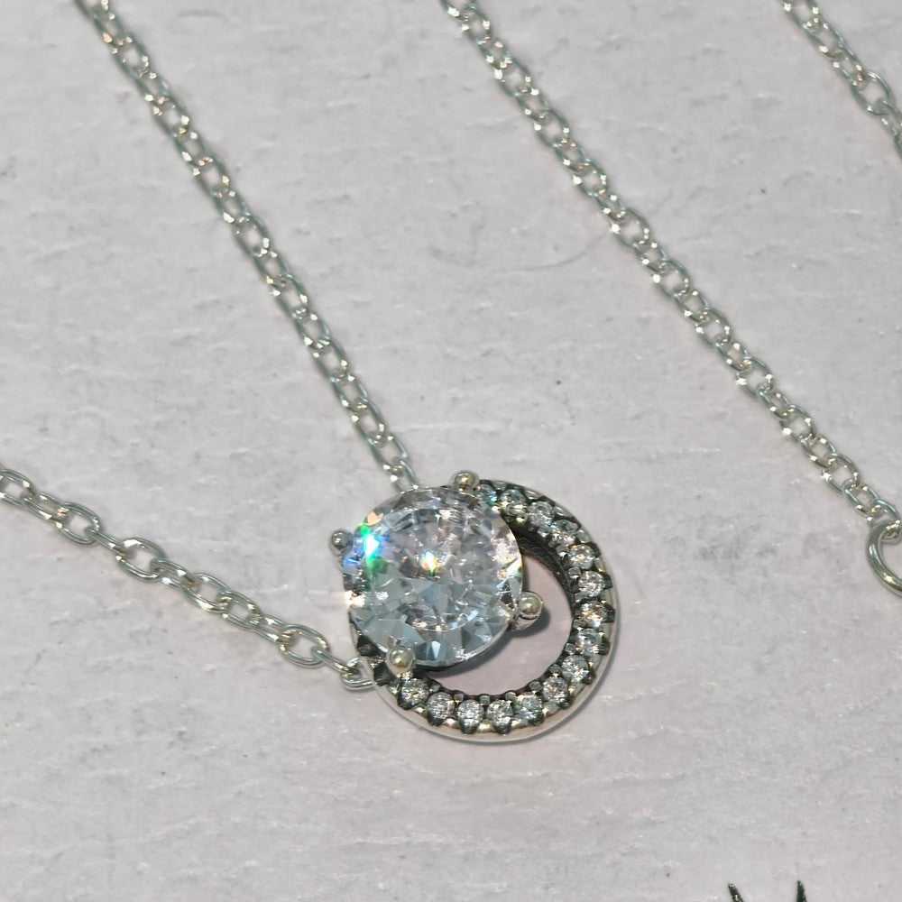 PAN Sparkling Round Halo Pendant Collier Necklace 925 silver gold 391174C01 gold 361174C01