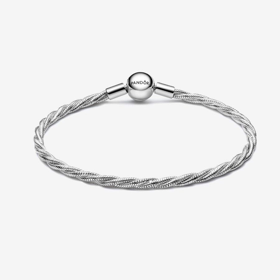 【Moments】PAN Round Pandora Clasp Twisted Snake Chain 593757C00 Sterling silver 925 silver