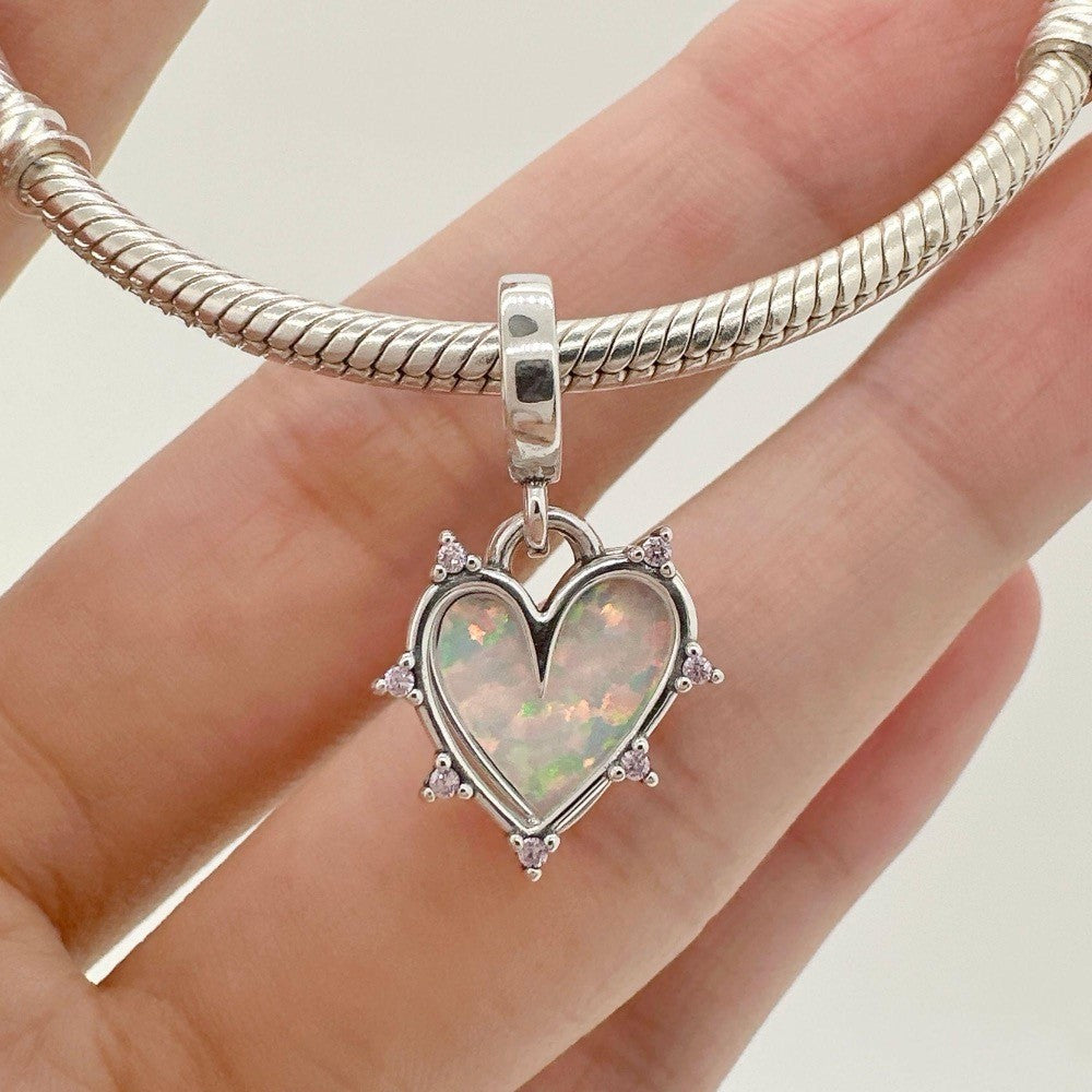 【Moments】 Pan SFriendship Opalescent Double Dangle Charm 793434C01 Sterling silver 925 silver pink