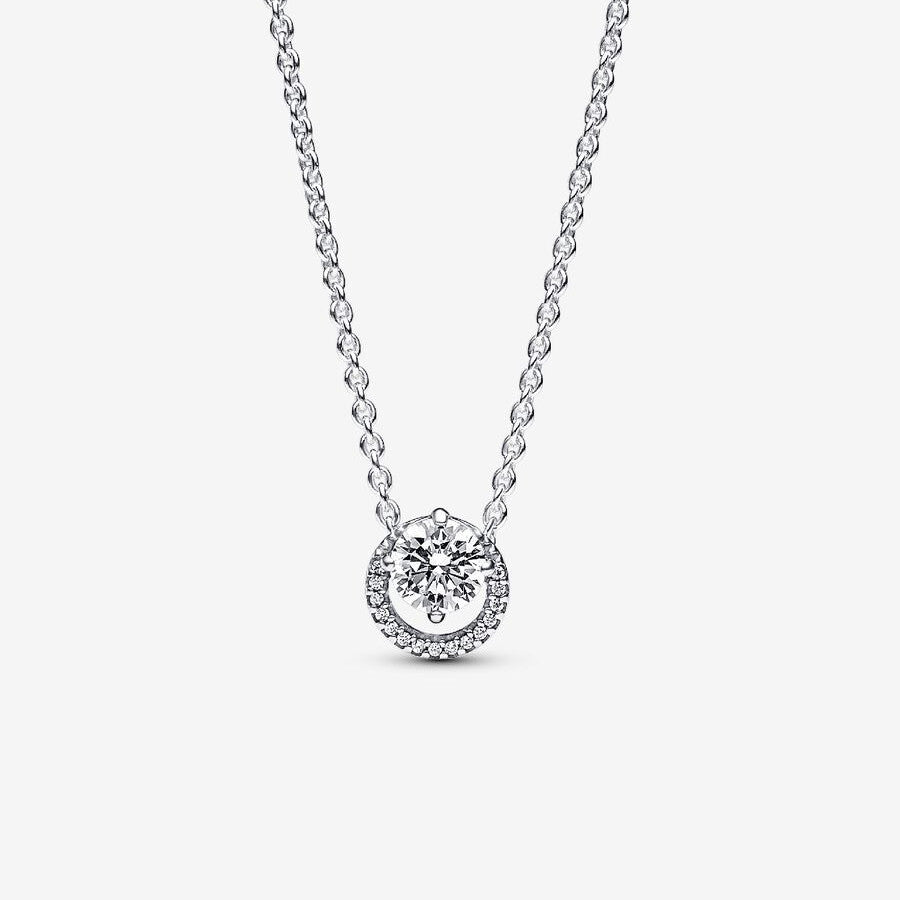 PAN Sparkling Round Halo Pendant Collier Necklace 925 silver gold 391174C01 gold 361174C01