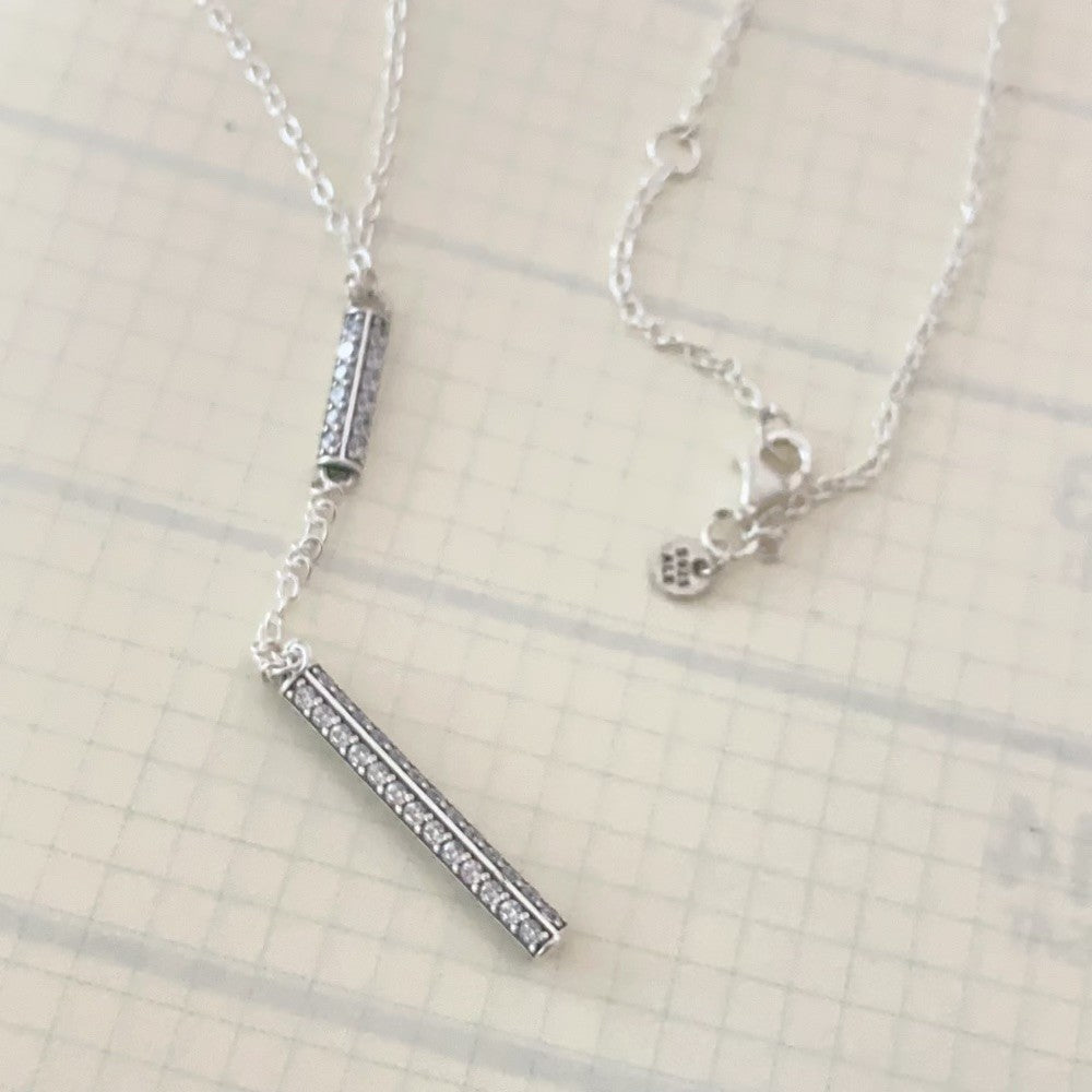 PAN Timeless Pavé Prism Drop Necklace Elevated Shimmer 393013C01 Shapes Y-Necklace 925 silver