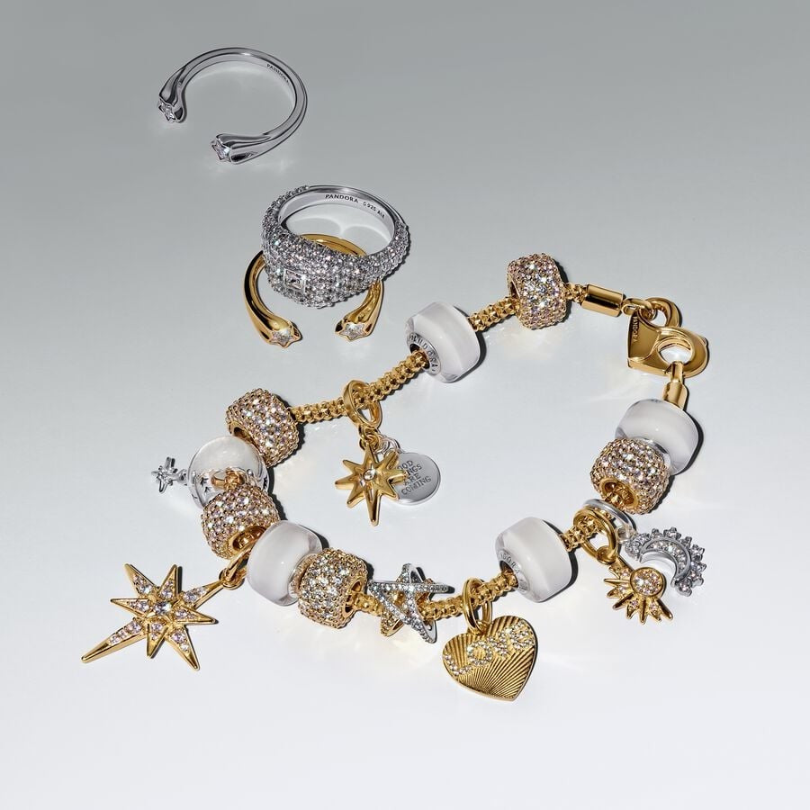 【ME/Moments】 PAN 2in1 Splittable Sun & Moon Dangle Charm 763585C01 gold silver Couple pendant