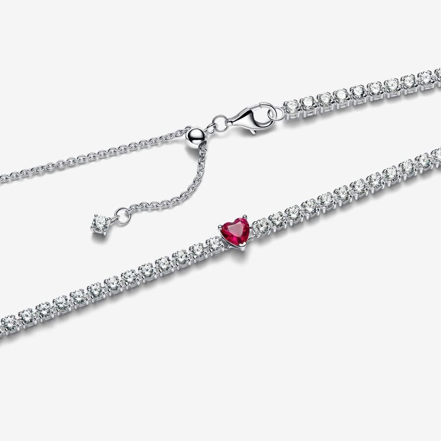 PAN Halo Heart Choker Necklace 393549C01 red heart 925 silver diamond classic style for women