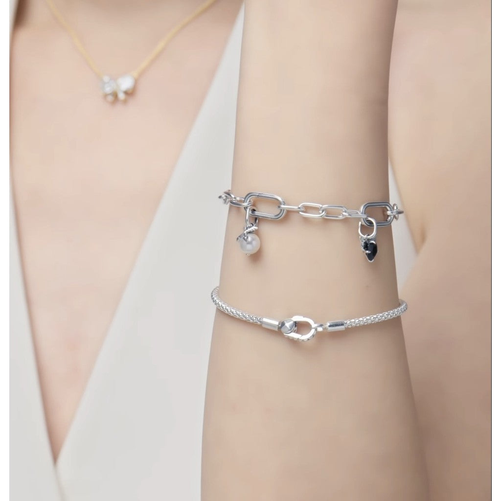 【Moments】PAN Studded Clasp & Chain Bracelet 593681C00 Sterling silver 925 silver