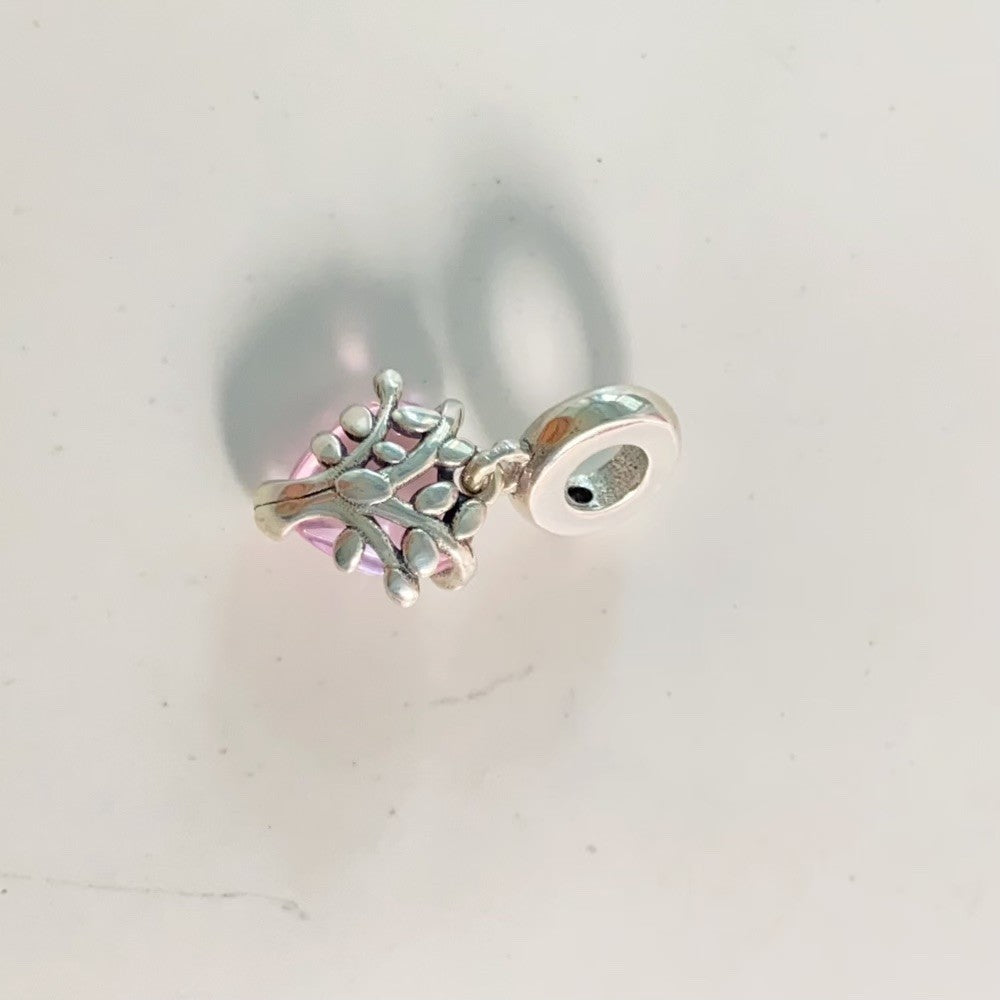 【Moments】PAN Pink Family Tree & Heart Dangle Charm 792654C01 pink heart pendant 925 silver