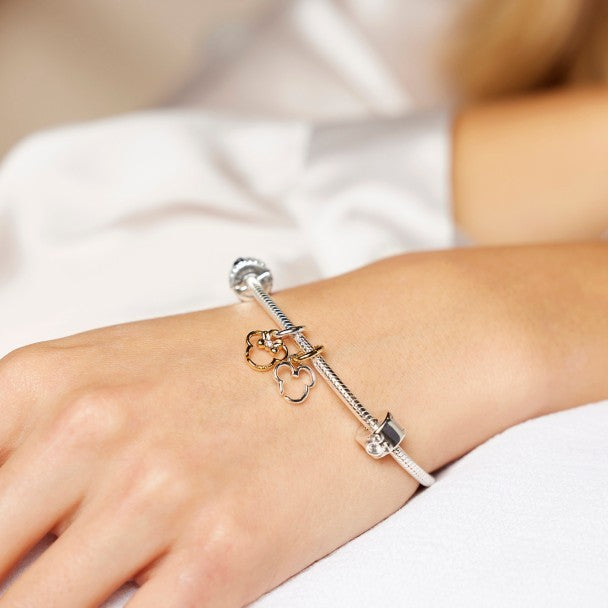 【ME/Moments】 PAN 2in1 Mickey Mouse & Minnie Mouse Splittable Dangle Charm 763650C01 gold silver