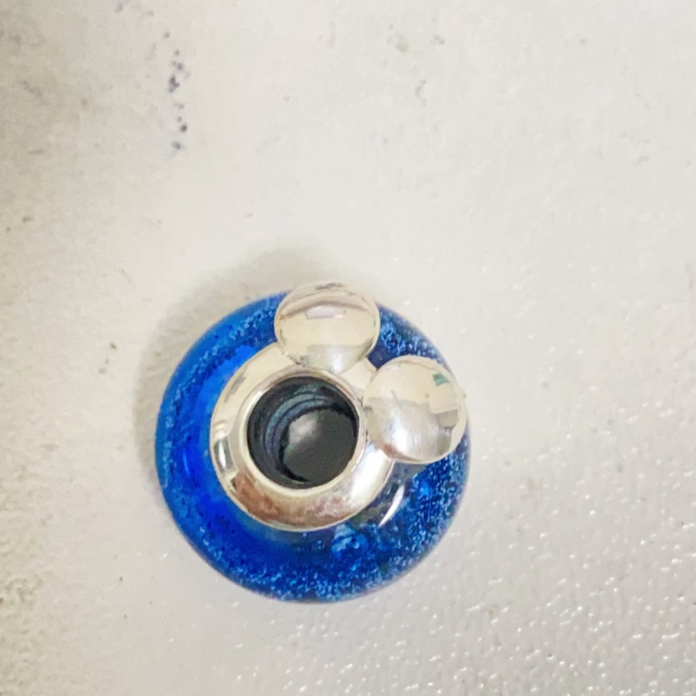 【Moments】Pan Dis*y Mickey Mouse & Minnie Mouse Blue Murano Glass Charm 7792958C01925 silver cartoon