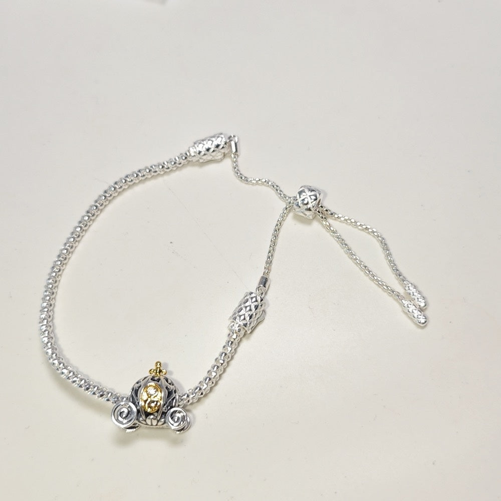 【Moments 】Pan Moments Studded Chain Slider Bracelet 593090C00 925 silver Sterling silver Adjustable
