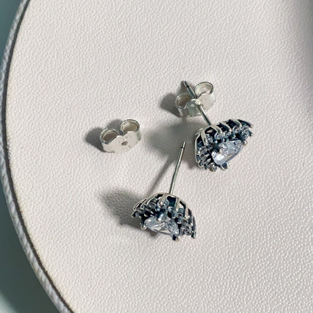 PAN Sparkling Heart Halo Stud Earrings 293097C01 heart-shaped Sterling silver 925 silver