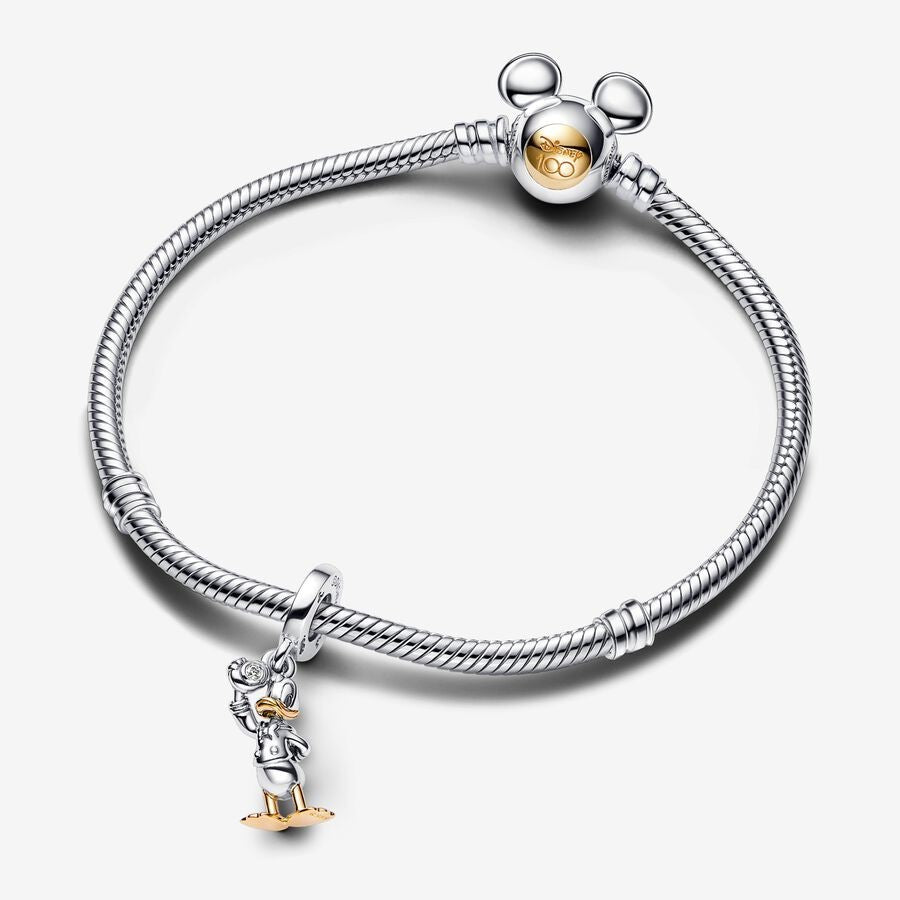 【Moments】 Donald Duck Lab-grown Diamond Dangle Charm 792683C01 two-tone Gold 925 silver