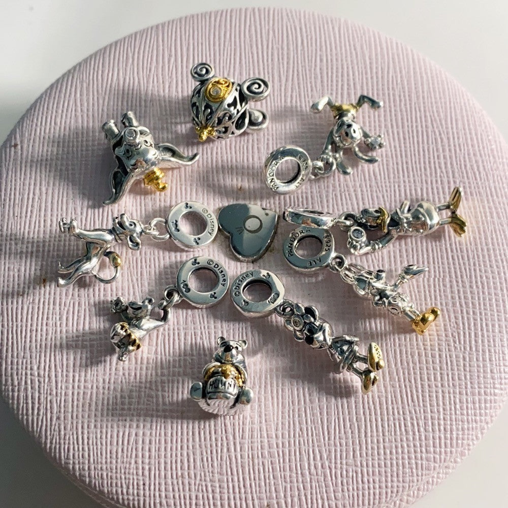 【Moments】Disney Mickey Mouse Lab-grown Diamond Dangle Charm 792812C01 two-tone 925 silver pendant