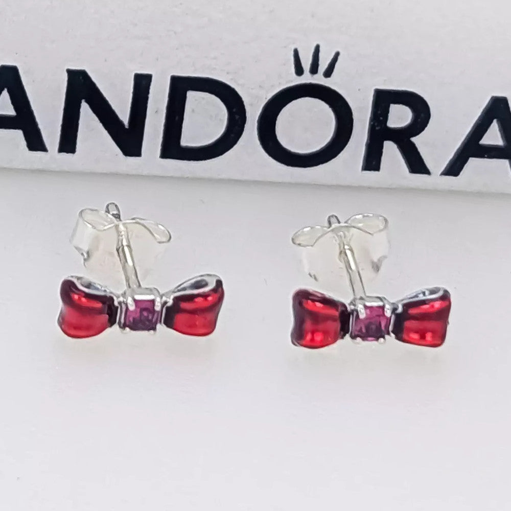 PAN Disney Snow White Bow Stud Earrings 293779C01 red small Hypoallergenic Sterling silver