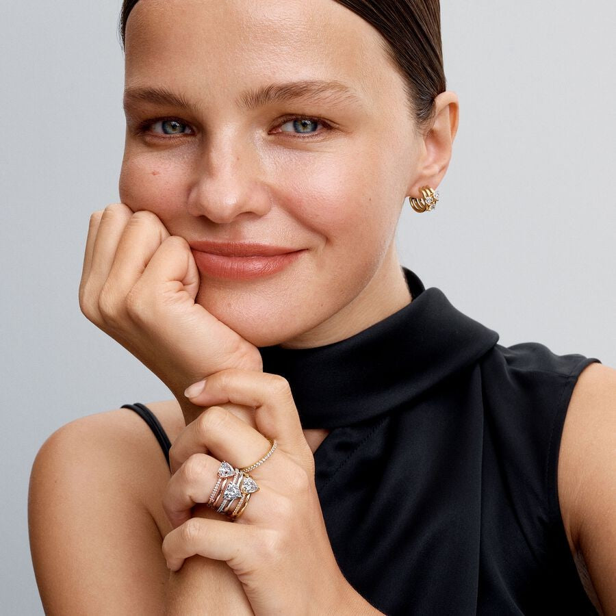 PAN Triple Heart Hoop Earrings 263656C01 gold Classic heart big hoop