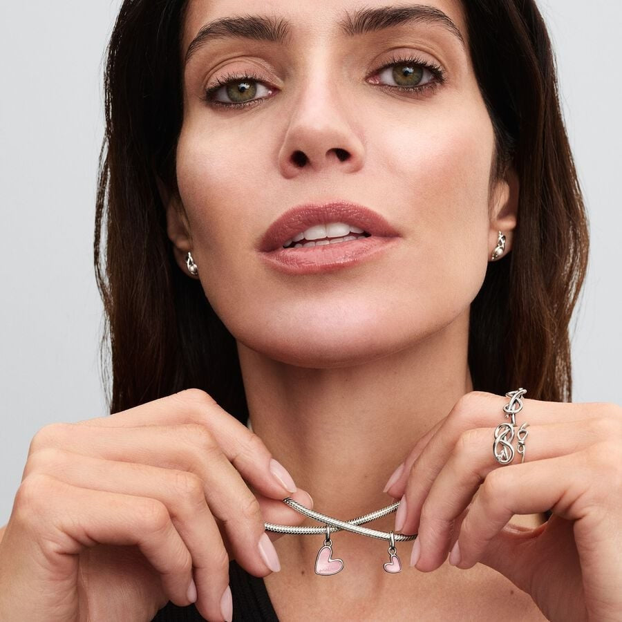 【ME/Moments】 PAN Splittable Mother & Daughter Dangle Charm 793766C01 pink 925 silver heart pendant