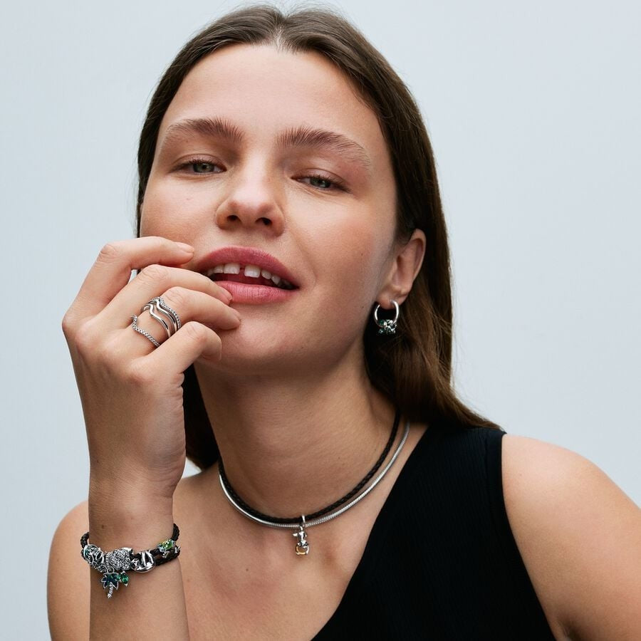 【Moments】Pan Green Monstera Leaves Charm 925 silver charm 793332C01 leaf