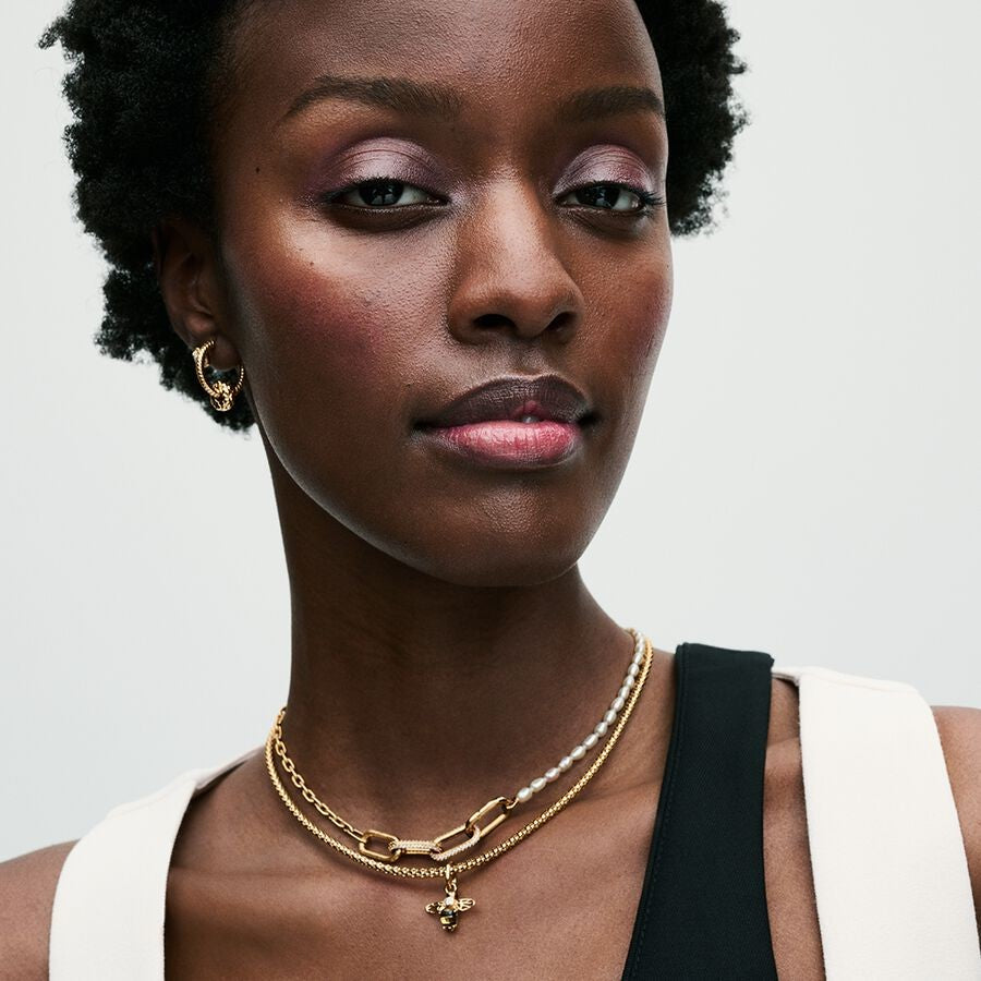 【ME/Moments】PAN Sparkling Bee Dangle Charm 762672C01 gold insect cartoon