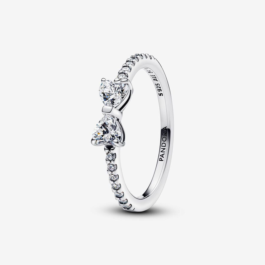 Pan Sparkling Pink / Clear Bow Ring sterling silver 193510C01 193510C02 Sterling silver Cute bow 925 silver