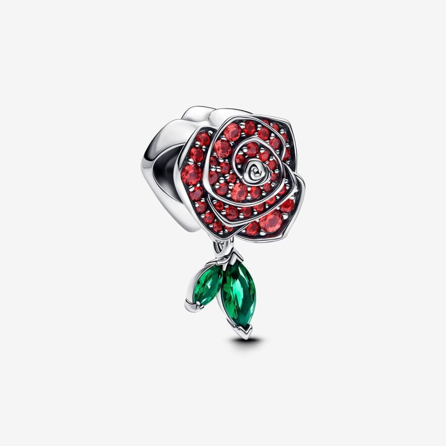 【Moments】Pan Sparkling Rose in Bloom Charm 793201C01 925 silver Sterling silver red 793201C02 green