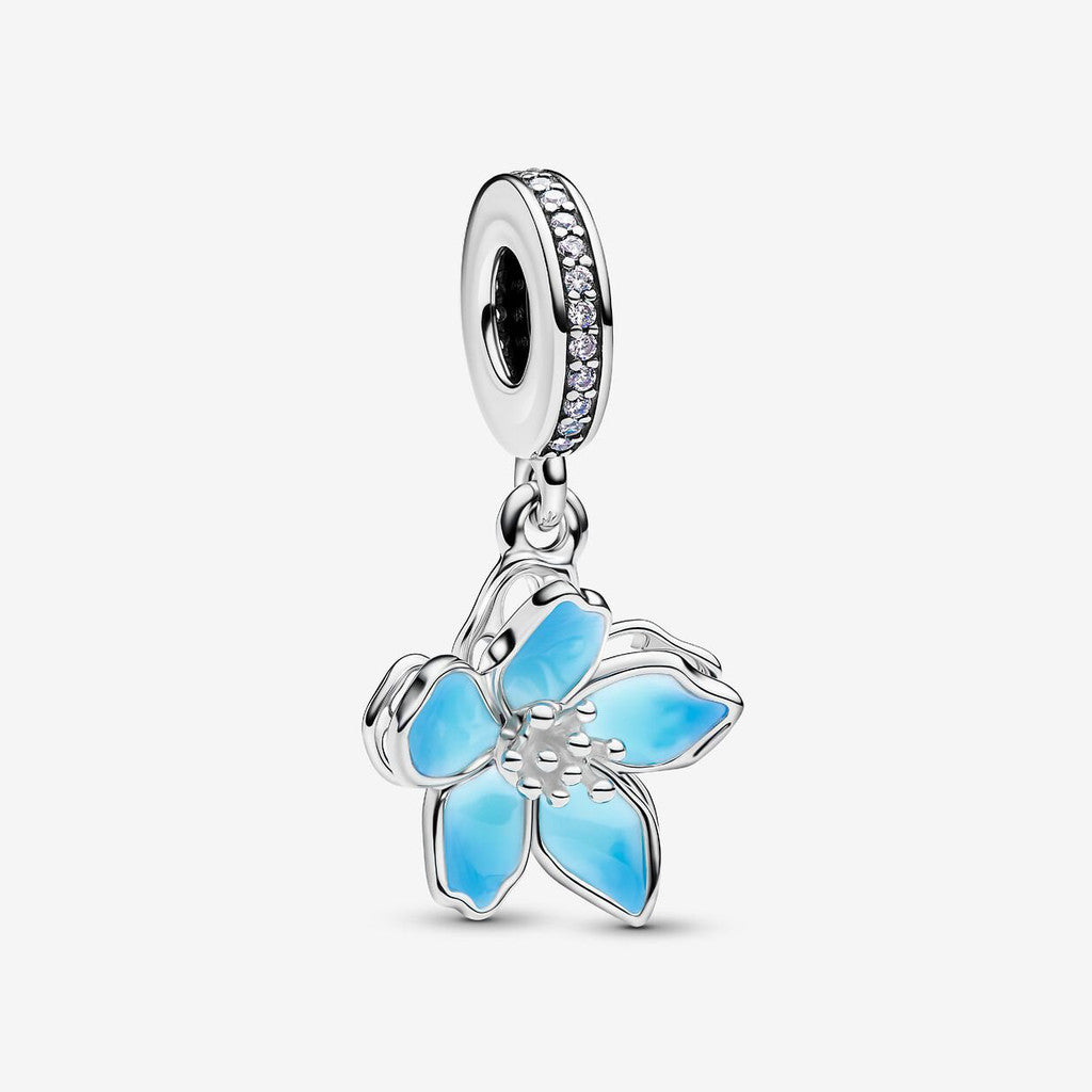 【Moments】PAN Blue Blossom Dangle Charm pink and white silver pendant 790667C01 790667C02 925 silver