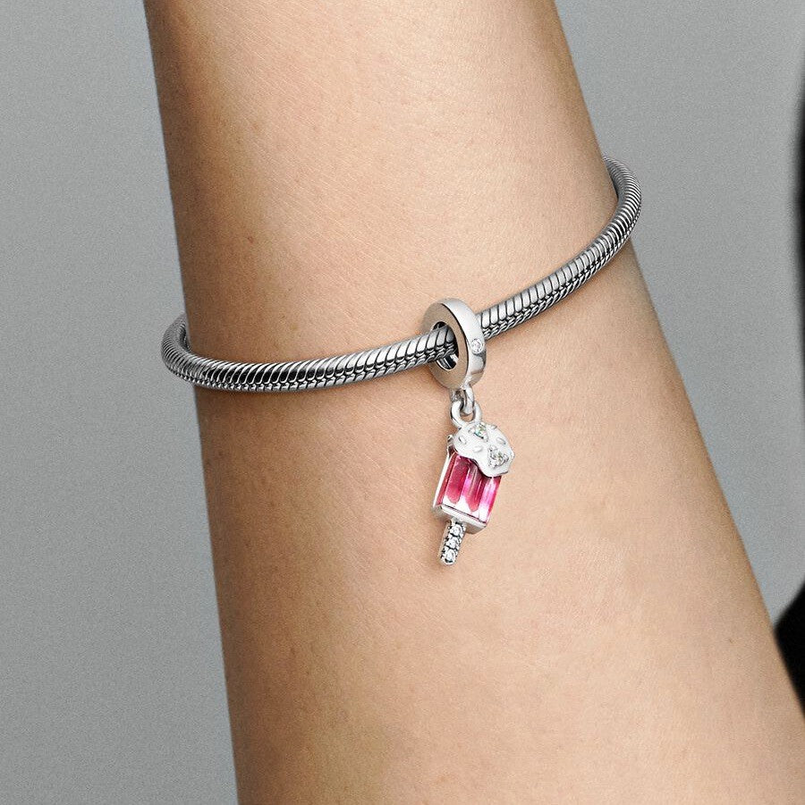 【Moments】 Pan Sprinkled Popsicle Dangle Charm 792597C01 Sterling silver 925 silver pink pendant