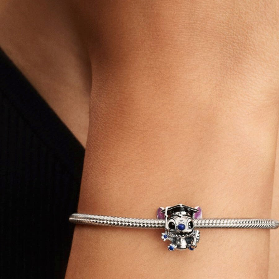 【Moments】 Pan Disney Stitch Graduation Charm 793789C01 Cartoon 925 silver Graduation Bachelor Gifts