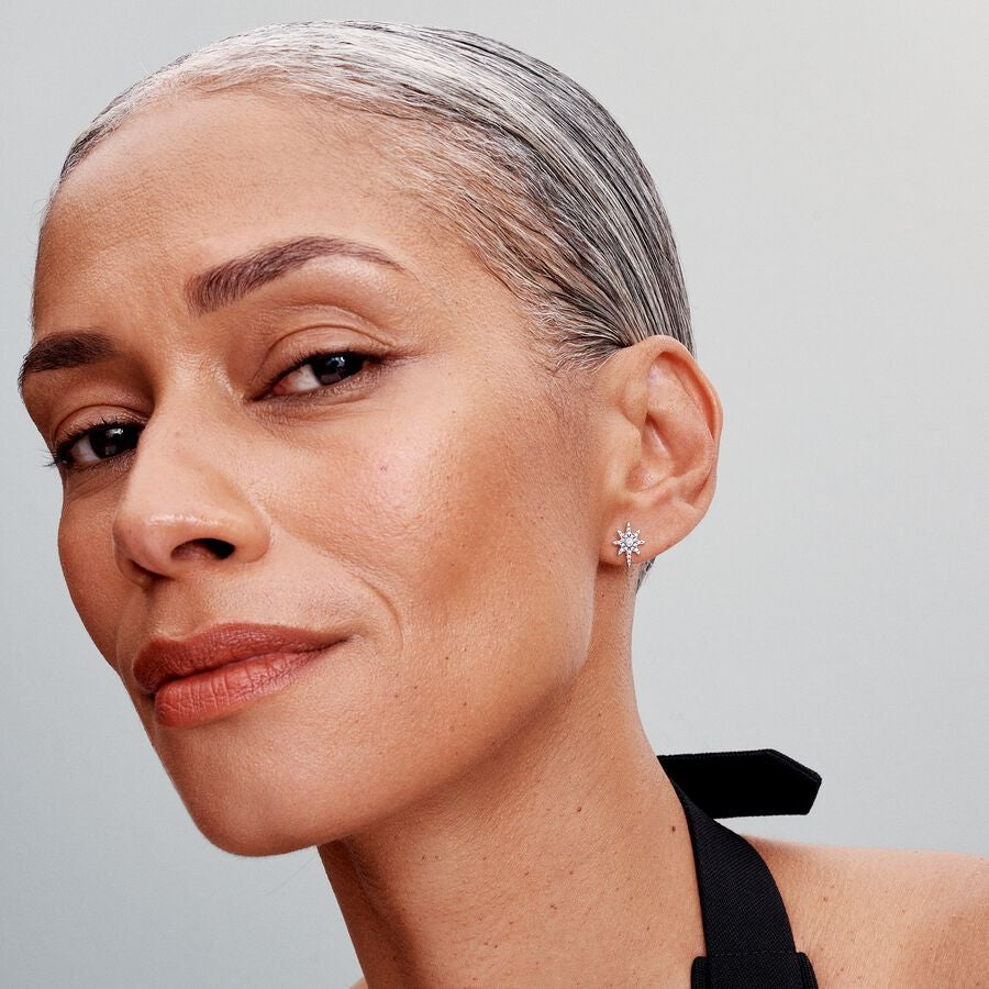 PAN Sparkling North Star Stud Earrings 293587C01 Hypoallergenic Sterling silver