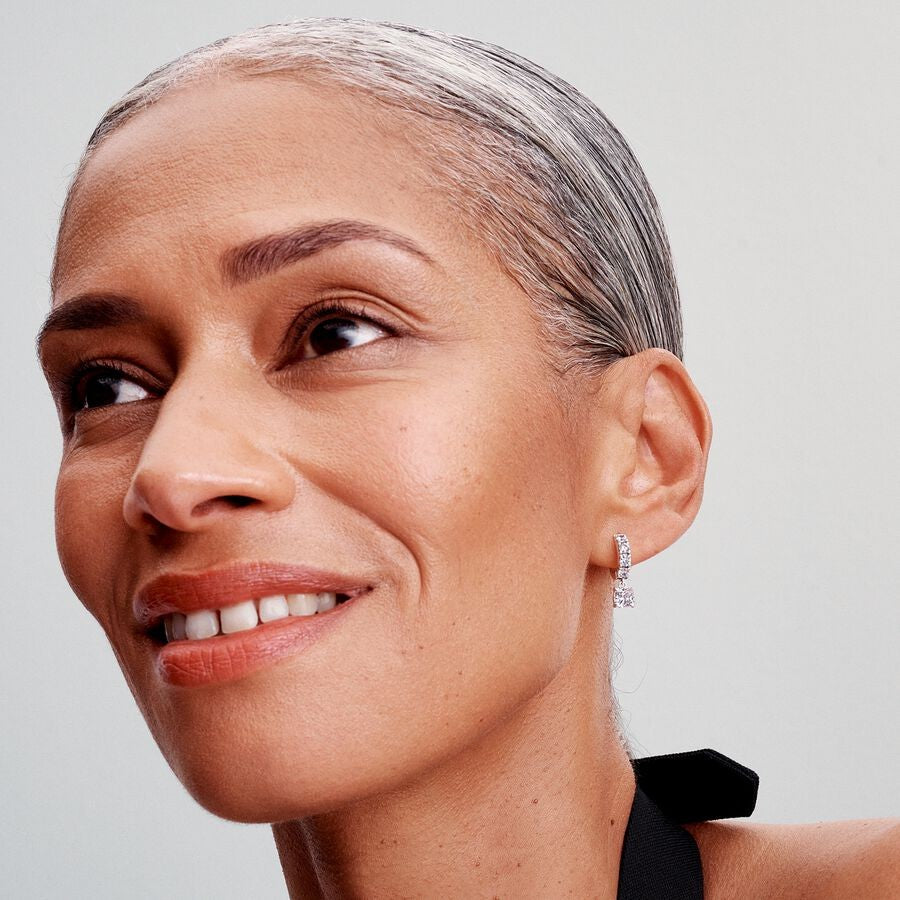 PAN Pavé Dangle Hoop Earrings 293547C01 classic beauty with giftable elegance s925 Hypoallergenic