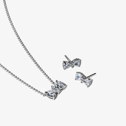 PAN Sparkling Bow Necklace 393509C01-45 Sterling silver Simple small necklace 925 silver for women