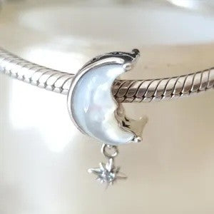 【Moments】Pan Moon & North Star Charm 793594C01 925 silver Sterling silver White shells
