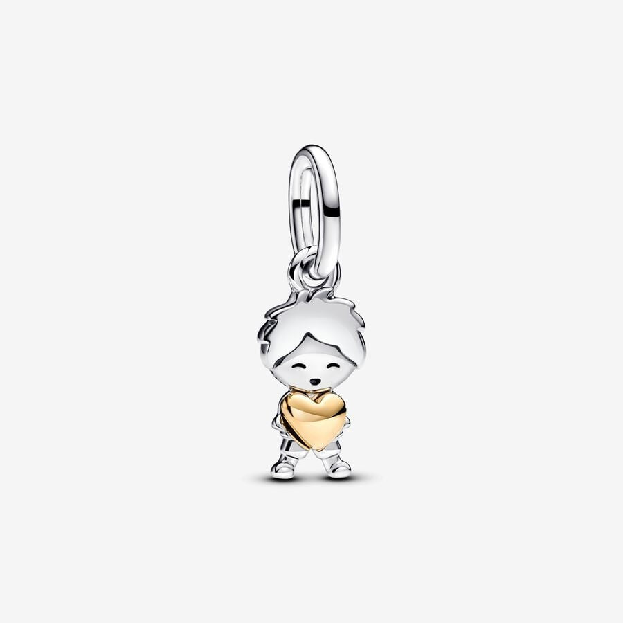 【ME/Moments】 PAN Happy Boy/Girl Dangle Charm 763601C00 763602C00 two-tone Sterling silver gold