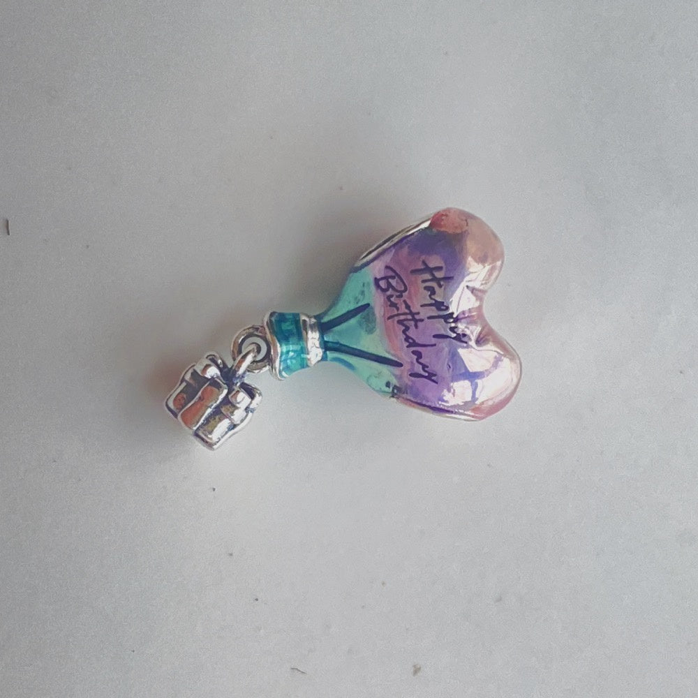 【Moments】Pan Happy Birthday Hot Air Balloon Charm 791501C01 925 Silver rainbow pink pendant