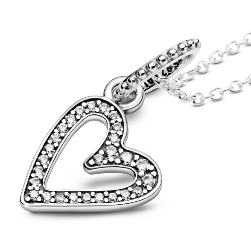 【Moments】PAN Sparkling Freehand Heart pendant charm 398688C01 necklace 925 silver sterling silver