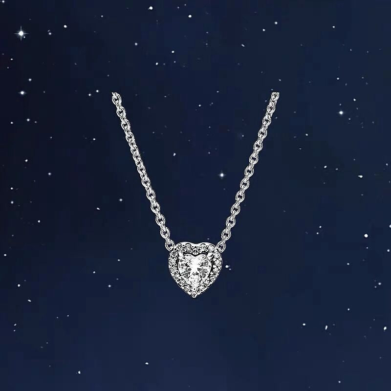 PAN Elevated Heart Necklace 925 silver  for women diamond 398425C01