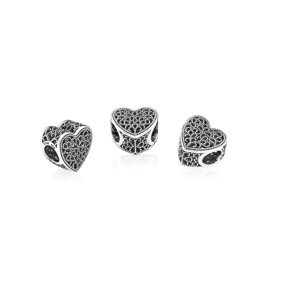 【Moments】PAN FILLED WITH ROMANCE OPENWORK HEART CHARM 925 Silver rose gold for women