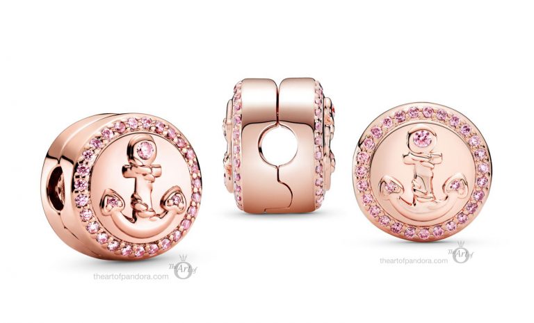 【Moments】PAN Rose Sparkling Pink Anchor Clip Charm 789019C01 Pink Stone