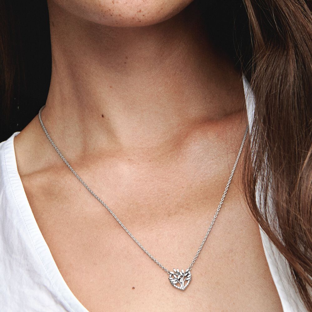 PAN Heart Family Tree Collier Necklace 925 silver  for women diamond Mother's Day 399261C01